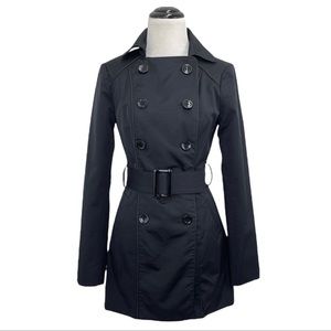 New York & Co Black Double Breasted Belted Trench Coat, Size XS